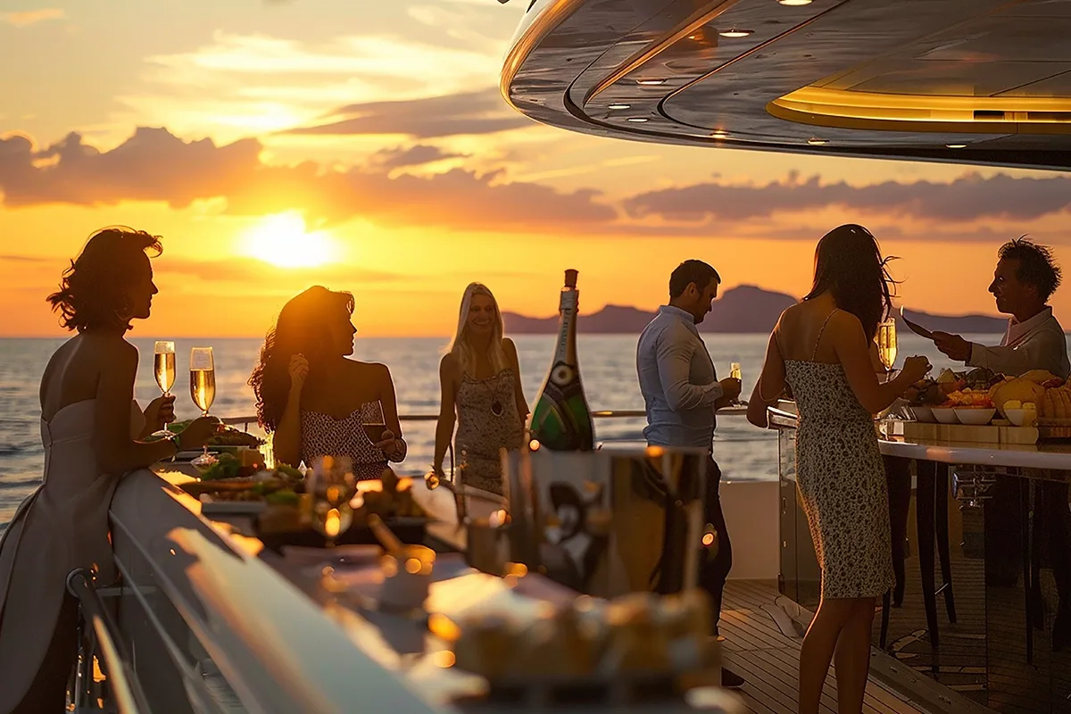 Private yacht at sunset on the Bosphorus in Istanbul
