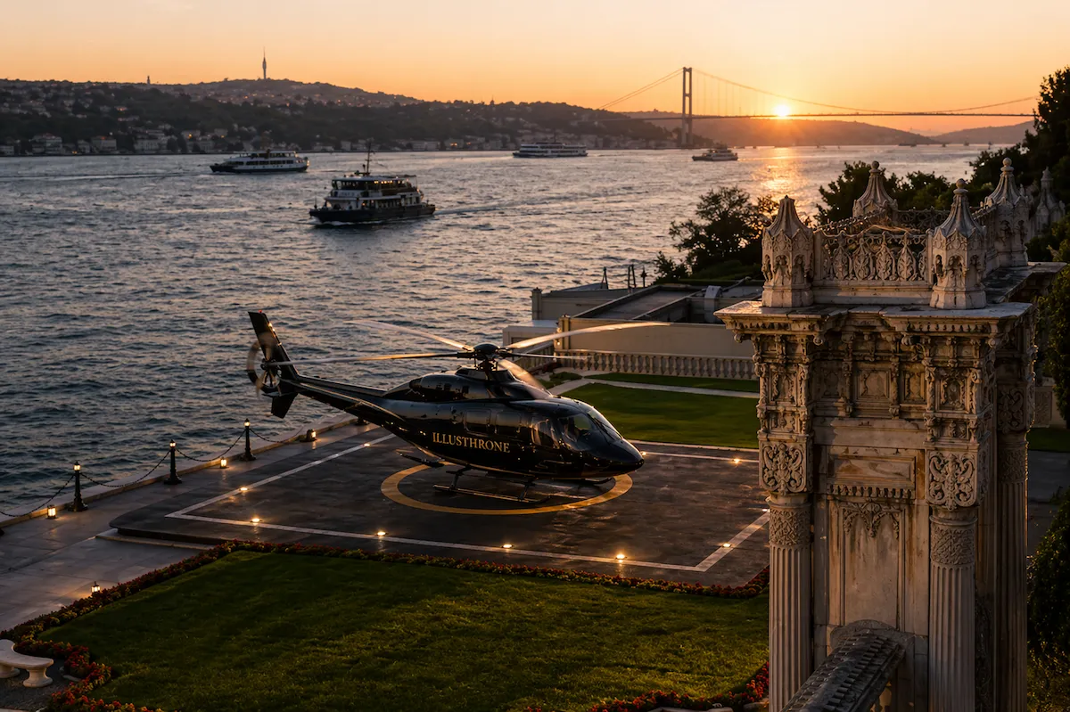 Private ground transfer prepared for an Istanbul helicopter flight
