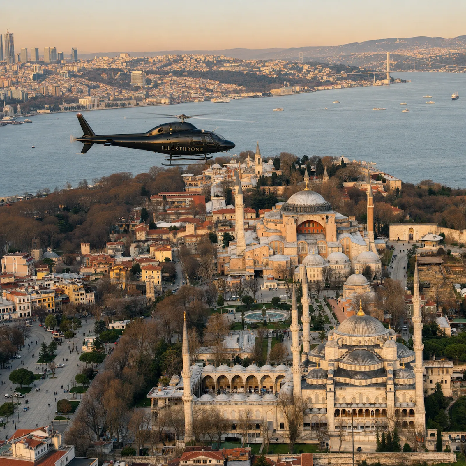 Aerial view of Istanbul during a private helicopter journey